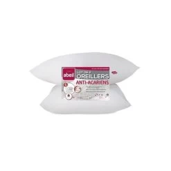 ABEIL Lot De 2 Oreillers Anti-Acarien - 60 X 60 Cm - Blanc