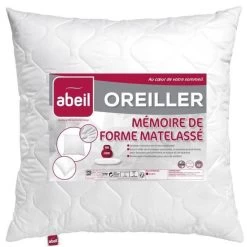 ABEIL Oreiller A Mémoire De Forme Matelassé 60x60 Cm Blanc