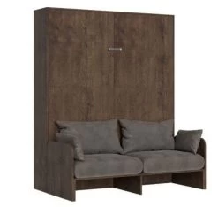Armoire Lit 160x190 Cm Avec Canapé Et Colonne De Rangement Bois Noyer Kanto -Magasin De Meubles De Chambre À Coucher armoire lit 160x190 cm avec canape et colonne de rangement bois noyer kanto 3666722810890 1318679
