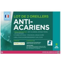 BLANREVE Lot De 2 Oreillers Triple Protection - 60 X 60 Cm - Blanc -Magasin De Meubles De Chambre À Coucher blanreve lot de 2 oreillers triple protection 60 x 60 cm blanc 3245841492776 513604