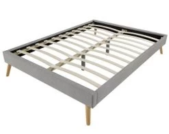 Cadre De Lit 140x190 Cm Avec Sommier Tissu Gris Clair Lony -Magasin De Meubles De Chambre À Coucher cadre de lit 140x190 cm avec sommier tissu gris clair lony 3700538221010 1114207