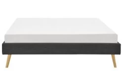 Cadre De Lit 140x190 Cm Avec Sommier Tissu Gris Foncé Lony