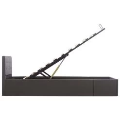 Cadre De Lit à Rangement Hydraulique Gris Similicuir 100x200 Cm -Magasin De Meubles De Chambre À Coucher cadre de lit a rangement hydraulique gris similicuir 100x200 cm 3666722845373 745136