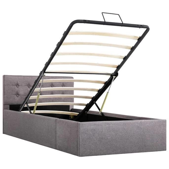 Cadre De Lit à Stockage Hydraulique Taupe Tissu 90x200 Cm 7 Cadre De Lit à Stockage Hydraulique Taupe Tissu 90x200 Cm – Image 5