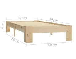 Cadre De Lit Adulte Pin Massif Clair Samba 100x200 Cm -Magasin De Meubles De Chambre À Coucher cadre de lit adulte pin massif clair samba 100x200 cm 3666722557375 386853