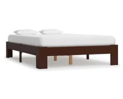 Cadre De Lit Adulte Pin Massif Marron Samba 140x200 Cm