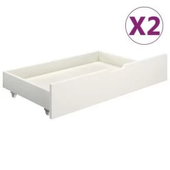 Cadre De Lit Avec 2 Tiroirs Blanc Bois De Pin Massif 90x200 Cm 5 -Magasin De Meubles De Chambre À Coucher cadre de lit avec 2 tiroirs blanc bois de pin massif 90x200 cm 3666722171687 1228034