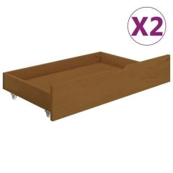 Cadre De Lit Avec 2 Tiroirs Marron Miel Bois De Pin 100x200 Cm 2 -Magasin De Meubles De Chambre À Coucher cadre de lit avec 2 tiroirs marron miel bois de pin 100x200 cm 3666722432771 813846