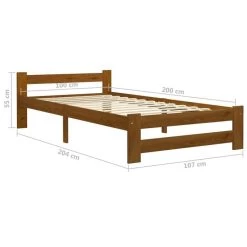 Cadre De Lit Avec 2 Tiroirs Marron Miel Bois De Pin 100x200 Cm 2 -Magasin De Meubles De Chambre À Coucher cadre de lit avec 2 tiroirs marron miel bois de pin 100x200 cm 3666722432771 813849