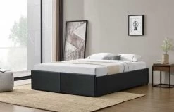 Cadre De Lit Avec Coffre Et 2 Tiroirs 180x200 Cm Simili Cuir Noir Karmi -Magasin De Meubles De Chambre À Coucher cadre de lit avec coffre et 2 tiroirs 180x200 cm simili cuir noir karmi 3557630032316 328798