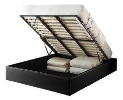 Cadre De Lit Avec Coffre Simili Cuir Noir Lola 140x190 Cm -Magasin De Meubles De Chambre À Coucher cadre de lit avec coffre simili cuir noir lola 140x190 cm 3700538221225 17263