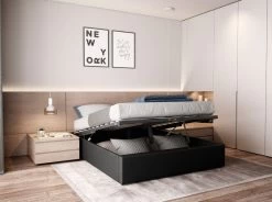 Cadre De Lit Avec Coffre Simili Cuir Noir Lola 140x190 Cm -Magasin De Meubles De Chambre À Coucher cadre de lit avec coffre simili cuir noir lola 140x190 cm 3700538221225 391819