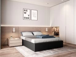 Cadre De Lit Avec Coffre Simili Cuir Noir Lola 140x190 Cm -Magasin De Meubles De Chambre À Coucher cadre de lit avec coffre simili cuir noir lola 140x190 cm 3700538221225 391820
