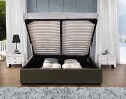 Cadre De Lit Avec Coffre Simili Cuir Taupe Pola 160 -Magasin De Meubles De Chambre À Coucher cadre de lit avec coffre simili cuir taupe pola 160 229757