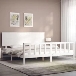 Cadre De Lit Avec Tête De Lit Blanc Super King Bois Massif 16 Cadre De Lit Avec Tête De Lit Blanc Super King Bois Massif -Magasin De Meubles De Chambre À Coucher cadre de lit avec tete de lit blanc super king bois massif 3666722941273 1513943