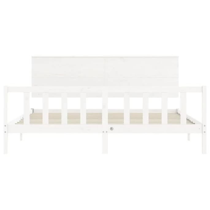 Cadre De Lit Avec Tête De Lit Blanc Super King Bois Massif 8 Cadre De Lit Avec Tête De Lit Blanc Super King Bois Massif – Image 6