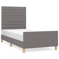Cadre De Lit Avec Tête De Lit Gris Foncé 100x200 Cm Tissu 3 -Magasin De Meubles De Chambre À Coucher cadre de lit avec tete de lit gris fonce 100x200 cm tissu 8720287436188 1488909