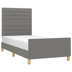 Cadre De Lit Avec Tête De Lit Gris Foncé 100x200 Cm Tissu 3 -Magasin De Meubles De Chambre À Coucher cadre de lit avec tete de lit gris fonce 100x200 cm tissu 8720287436188 1488910