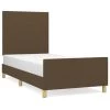 Cadre De Lit Avec Tête De Lit Marron Foncé 90x190 Cm Tissu -Magasin De Meubles De Chambre À Coucher cadre de lit avec tete de lit marron fonce 90x190 cm tissu 3666722845618 1448703