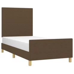 Cadre De Lit Avec Tête De Lit Marron Foncé 90x190 Cm Tissu -Magasin De Meubles De Chambre À Coucher cadre de lit avec tete de lit marron fonce 90x190 cm tissu 3666722845618 1448704