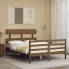 Cadre De Lit Avec Tête De Lit Marron Miel Bois Massif -Magasin De Meubles De Chambre À Coucher cadre de lit avec tete de lit marron miel bois massif 3666722938723 1501973