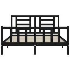 Cadre De Lit Avec Tête De Lit Noir King Size Bois Massif -Magasin De Meubles De Chambre À Coucher cadre de lit avec tete de lit noir king size bois massif 3666722941099 1501525