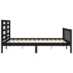 Cadre De Lit Avec Tête De Lit Noir King Size Bois Massif -Magasin De Meubles De Chambre À Coucher cadre de lit avec tete de lit noir king size bois massif 3666722941099 1501526
