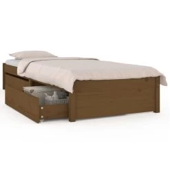 Cadre De Lit Avec Tiroirs Marron Miel 100x200 Cm -Magasin De Meubles De Chambre À Coucher cadre de lit avec tiroirs marron miel 100x200 cm 3666722622936 1449443