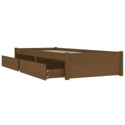 Cadre De Lit Avec Tiroirs Marron Miel 100x200 Cm -Magasin De Meubles De Chambre À Coucher cadre de lit avec tiroirs marron miel 100x200 cm 3666722622936 1449444