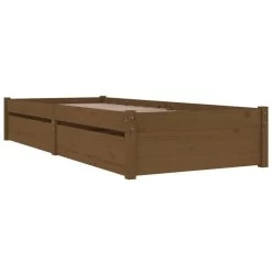 Cadre De Lit Avec Tiroirs Marron Miel 100x200 Cm -Magasin De Meubles De Chambre À Coucher cadre de lit avec tiroirs marron miel 100x200 cm 3666722622936 1449445