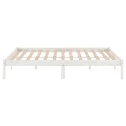 Cadre De Lit Blanc Bois De Pin Massif 150x200 Cm Natura -Magasin De Meubles De Chambre À Coucher cadre de lit blanc bois de pin massif 150x200 cm natura 3666722139489 1314351