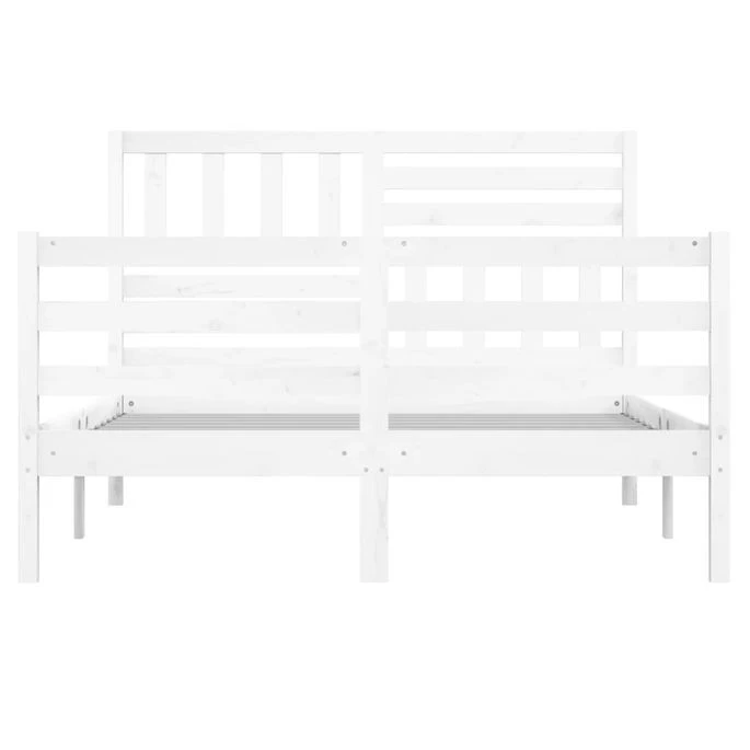 Cadre De Lit Blanc Bois Massif 135x190 Cm Double 6 6 Cadre De Lit Blanc Bois Massif 135x190 Cm Double 6 – Image 4