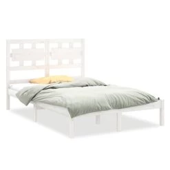 Cadre De Lit Blanc Bois Massif 150x200 Cm Très Grand 3 -Magasin De Meubles De Chambre À Coucher cadre de lit blanc bois massif 150x200 cm tres grand 3666722742580 1410351