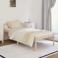 Cadre De Lit Bois De Pin Massif 90x190 Cm Simple 4