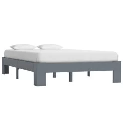 Cadre De Lit Gris Bois De Pin Massif 120 X 200 Cm 4