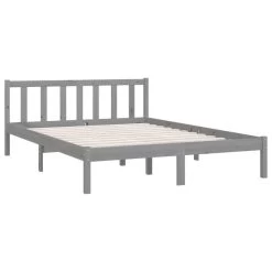 Cadre De Lit Gris Bois De Pin Massif 140x190 Cm 7 -Magasin De Meubles De Chambre À Coucher cadre de lit gris bois de pin massif 140x190 cm 3666722228169 1127894
