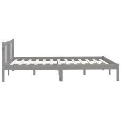 Cadre De Lit Gris Bois De Pin Massif 140x190 Cm 7 -Magasin De Meubles De Chambre À Coucher cadre de lit gris bois de pin massif 140x190 cm 3666722228169 1127896