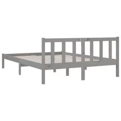 Cadre De Lit Gris Bois De Pin Massif 140x190 Cm 7 -Magasin De Meubles De Chambre À Coucher cadre de lit gris bois de pin massif 140x190 cm 3666722228169 1127897