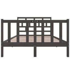 Cadre De Lit Gris Bois De Pin Massif 140x190 Cm 5 -Magasin De Meubles De Chambre À Coucher cadre de lit gris bois de pin massif 140x190 cm 3666722874595 1468042