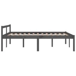 Cadre De Lit Gris Bois De Pin Massif 150x200 Cm Très Grand 2 -Magasin De Meubles De Chambre À Coucher cadre de lit gris bois de pin massif 150x200 cm tres grand 3666722875998 1473918