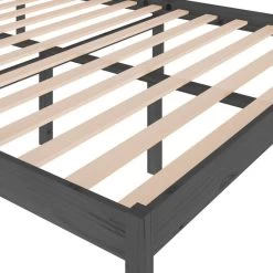 Cadre De Lit Gris Bois De Pin Massif 150x200 Cm Très Grand 2 -Magasin De Meubles De Chambre À Coucher cadre de lit gris bois de pin massif 150x200 cm tres grand 3666722875998 1473919