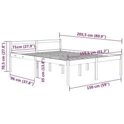 Cadre De Lit Gris Bois De Pin Massif 150x200 Cm Très Grand 2 -Magasin De Meubles De Chambre À Coucher cadre de lit gris bois de pin massif 150x200 cm tres grand 3666722875998 1473921