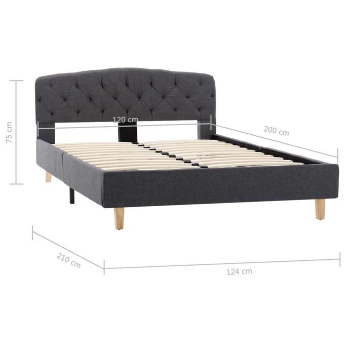 Cadre De Lit Gris Foncé Tissu 120 X 200 Cm 9 10 Cadre De Lit Gris Foncé Tissu 120 X 200 Cm 9 – Image 8