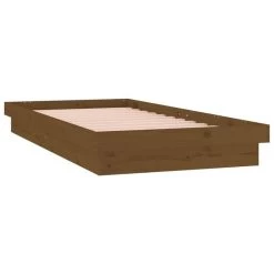 Cadre De Lit LED Marron Miel 75x190 Cm Petit Simple Bois Massif -Magasin De Meubles De Chambre À Coucher cadre de lit led marron miel 75x190 cm petit simple bois massif 3666722901253 1484462