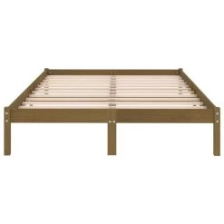 Cadre De Lit Marron Miel Bois De Pin Massif 135x190cm Natura