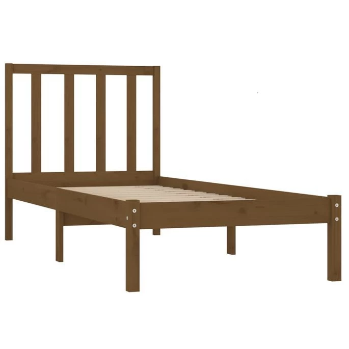 Cadre De Lit Marron Miel Bois Pin Massif 75x190 Cm Petit Simple 6 Cadre De Lit Marron Miel Bois Pin Massif 75x190 Cm Petit Simple – Image 4
