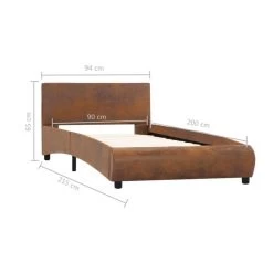 Cadre De Lit Marron Similicuir 90 X 200 Cm -Magasin De Meubles De Chambre À Coucher cadre de lit marron similicuir 90 x 200 cm 8719883747446 632211