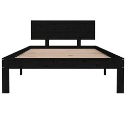 Cadre De Lit Noir Bois De Pin Massif 100x200 Cm 5 -Magasin De Meubles De Chambre À Coucher cadre de lit noir bois de pin massif 100x200 cm 3666722116206 1373266