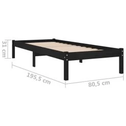 Cadre De Lit Noir Bois De Pin Massif 75x190 Cm UK Petit Simple -Magasin De Meubles De Chambre À Coucher cadre de lit noir bois de pin massif 75x190 cm uk petit simple 3666722130714 1332754