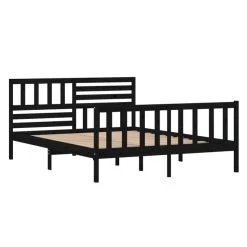 Cadre De Lit Noir Bois Massif 120x190 Cm Petit Double 3 -Magasin De Meubles De Chambre À Coucher cadre de lit noir bois massif 120x190 cm petit double 3666722743648 1438773